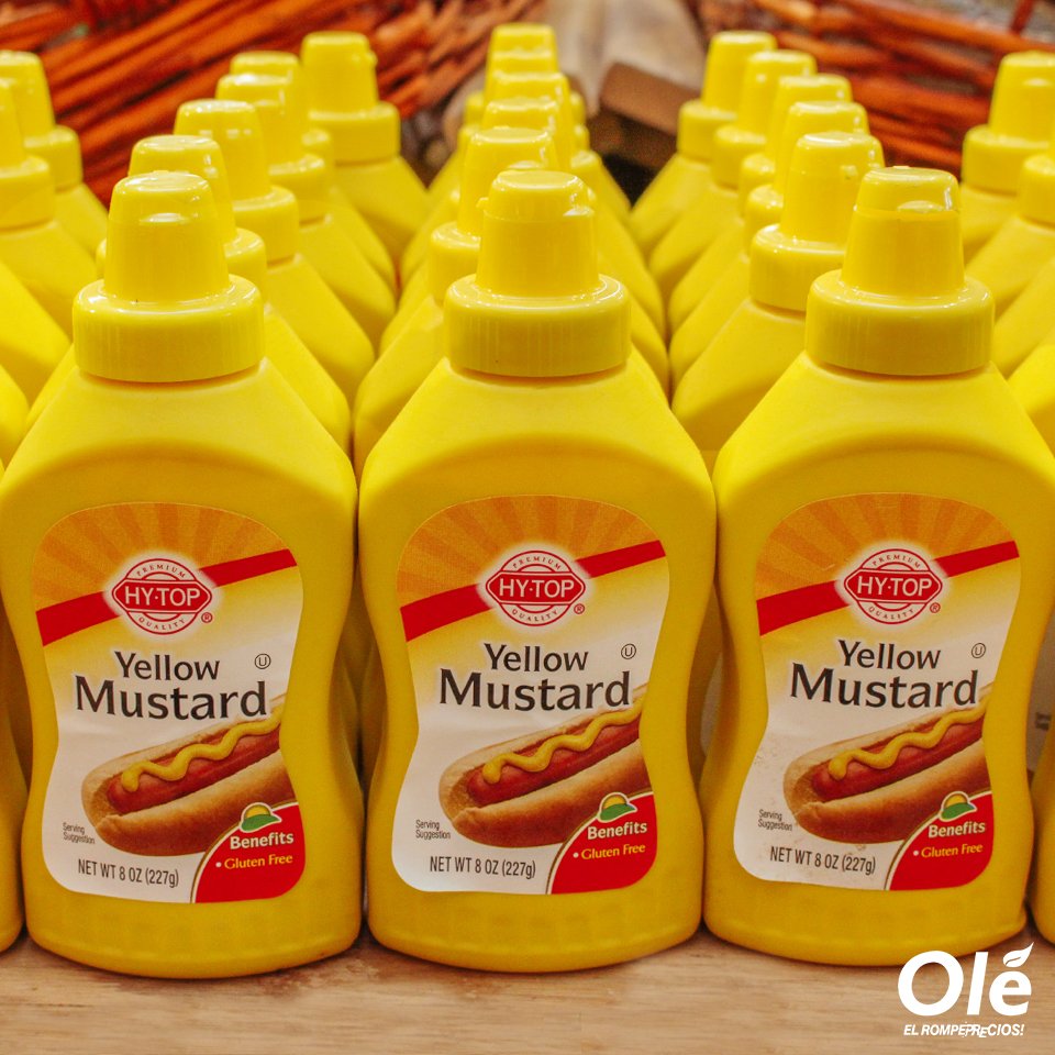 HiperOle's tweet photo. Hay comidas que no son lo mismo sin mostaza. Con #HyTop le darás ese toque extra que buscabas. #HiperOlé https://t.co/Mf11bBN6TJ