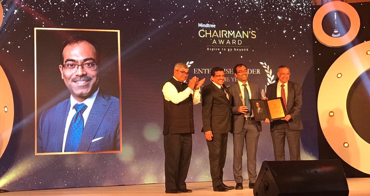 Mindtree_Ltd's tweet photo. Congratulations Debjyoti Paul - "Enterprise Leader of the Year" Award #BestofMindtree #ChairmansBest #ChairmansAward2017 https://t.co/ekKYIfPiGP