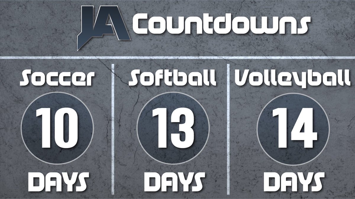 JARaiderSports's tweet photo. JA Fall Sport Countdowns:

Soccer - Fri., July 28th
Softball - Mon., July 31st
Volleyball - Tues., August 1st

#JaAllForOne
#GoRaidersGo https://t.co/qDGirOruTg