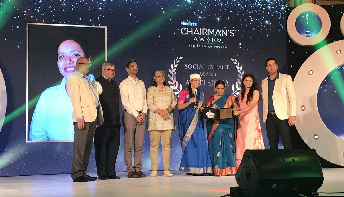 Mindtree_Ltd's tweet photo. Congratulations Aditi Sinha - "Social Impact" Award #BestofMindtree #ChairmansBest #ChairmansAward2017 https://t.co/uO5ik4JeR5