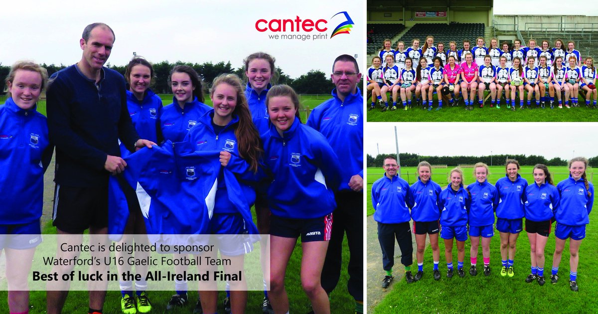 CantecGroup's tweet photo. delighted to sponsor Waterford's U16 Girls Gaelic Football team who take on Kildare in the All-Ireland Final next week #bestofluck #cantec https://t.co/TtimbYXXkV