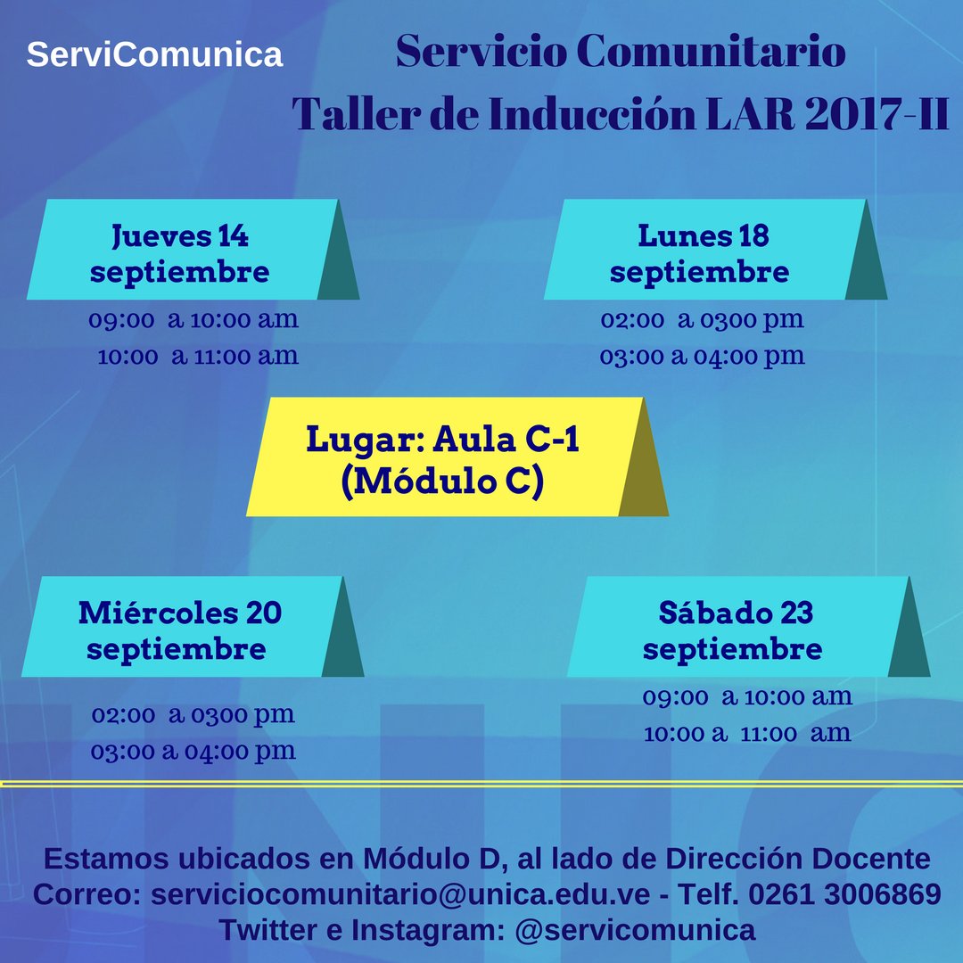 ServiComUNICA's tweet photo. #GenteUNICA si tienes inscrito el Servicio Comunitario, asiste el Taller de Inducción, recuerda que es #RequisitoDeEgreso, ¡CORRE LA VOZ! https://t.co/I6jzPDXvts