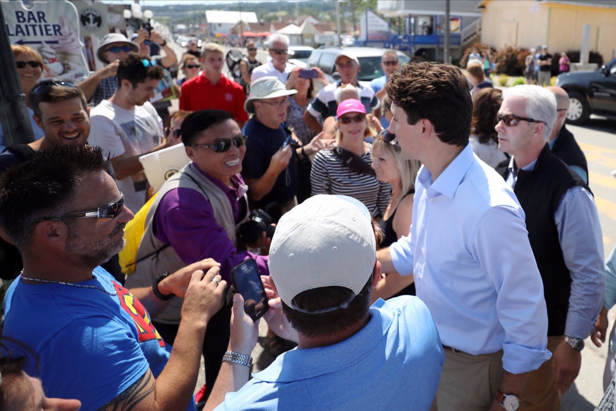 JustinTrudeau's tweet photo. Canada is home to so many beautiful national parks &amp; historic places – thanks, @DiLebouthillier, for showing me the sites in Gaspésie today. https://t.co/afsHdXzr6A