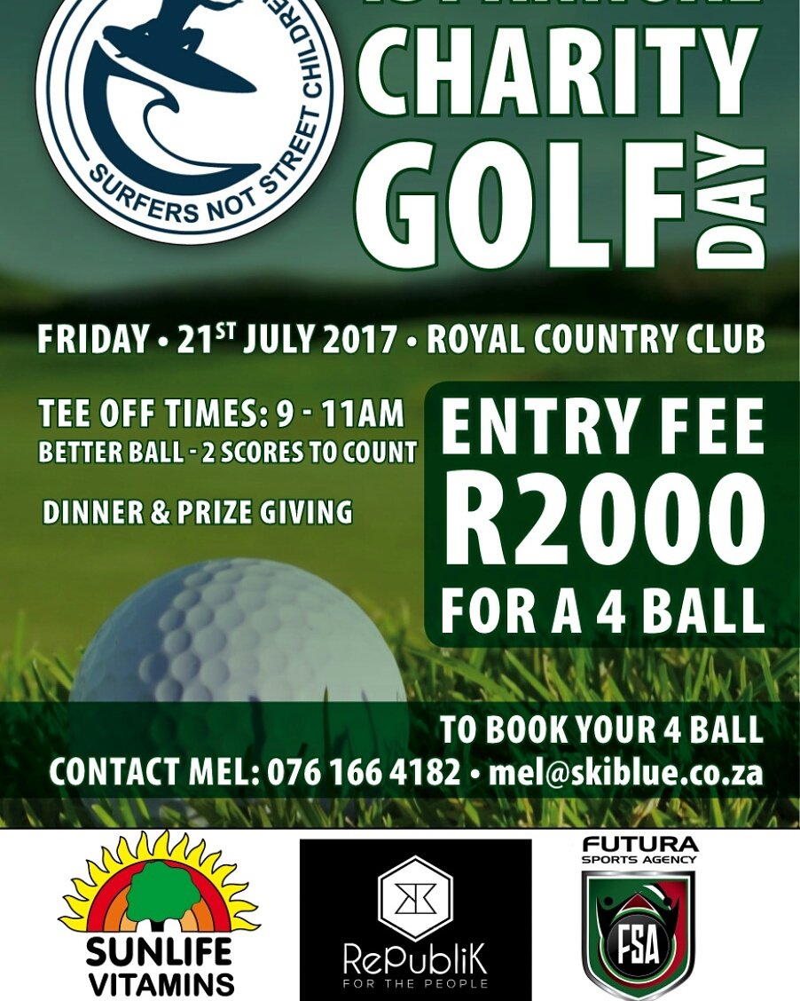 FuturaSportsSA's tweet photo. Our #SurfersNotStreetChildren Charity Golf Day is almosr upon us!Get involved!
@AndreNel89 @SunlifeVitamins @republikdbn @Ronco_Businesss ⛳✔ https://t.co/lxGscqP9YE