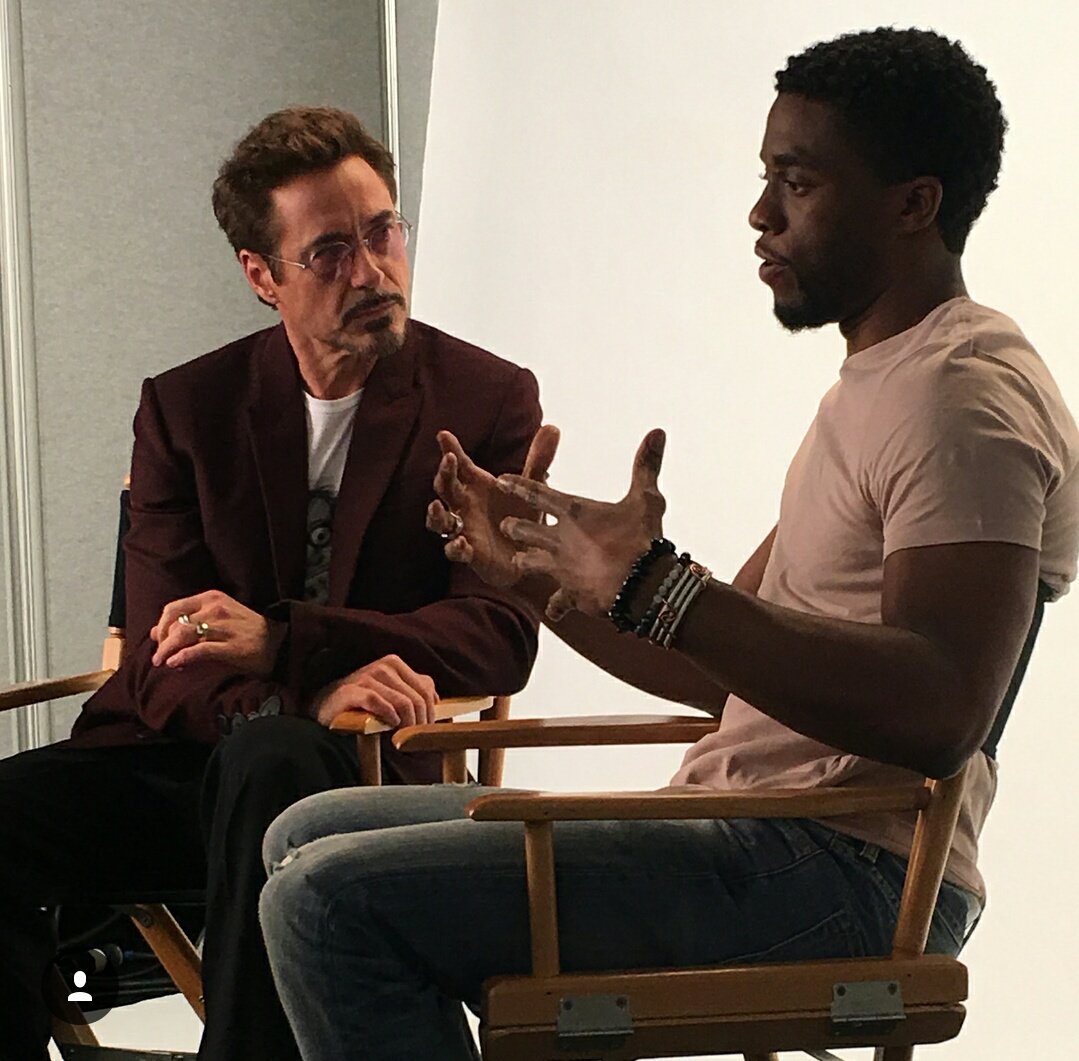 RDJBrazil's tweet photo. Atualização do Robert no Instagram 
Fotos ao lado de Chadwick Boseman, Chris Hemsworth e Mark Ruffalo https://t.co/2Hj65uQSdf