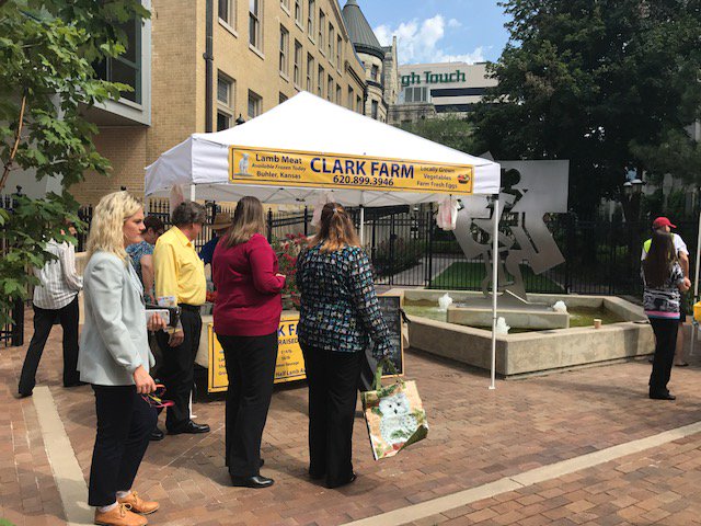 KSfidelitybank's tweet photo. Stop by 200 S. Main to shop local: @stevesjams, @GrazeThePrairie, Serenity Farm, Chile Slinger BBQ, Orie's, Morning Harvest &amp; Clark Farm. https://t.co/hPigVxS0BU