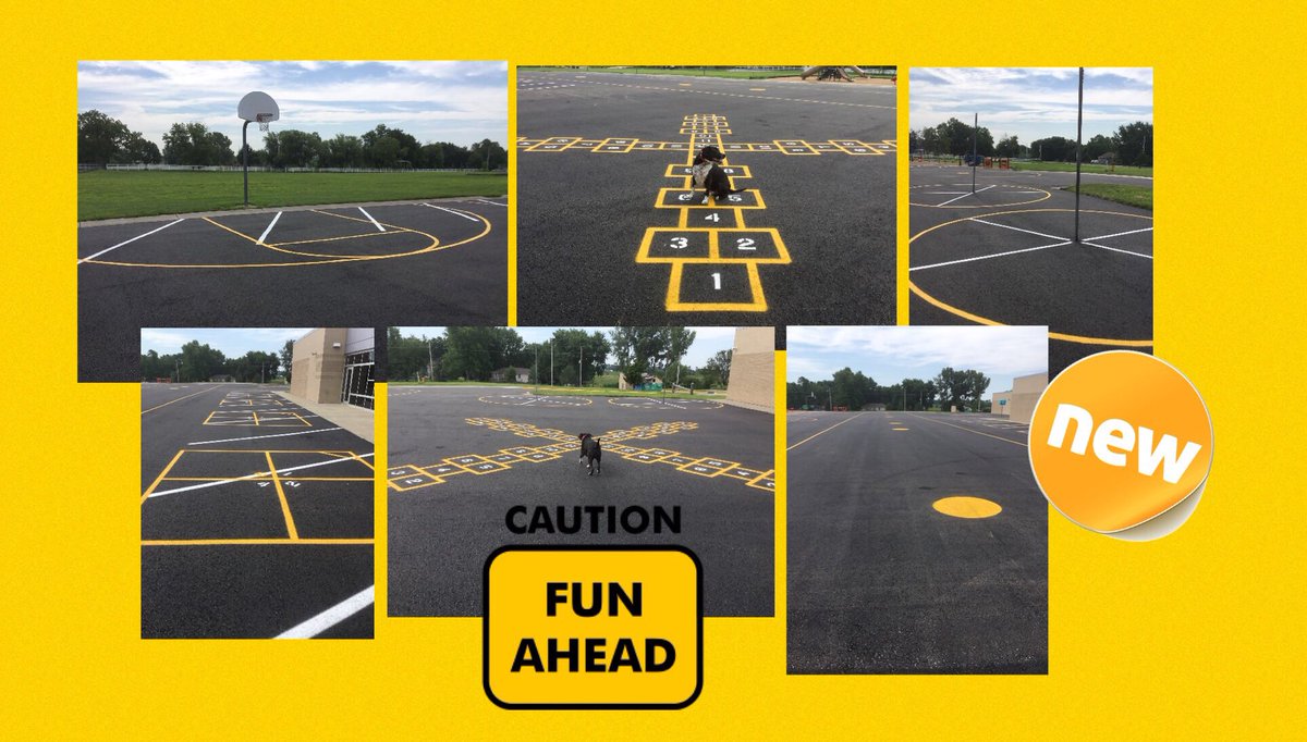 Check it out! <a href="/olatheschools/">Olathe Public Schools</a> repaved the blacktop &amp; we've had it painted. All we need now are MAVERICKS! Thank you for the makeover! 😊