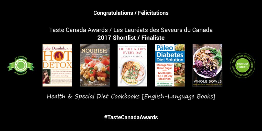 TasteCanada's tweet photo. The 2017 Shortlist: Health and Special Diet Cookbooks (English Language), drumroll please...  #TasteCanadaAwards https://t.co/8AK794YIiC