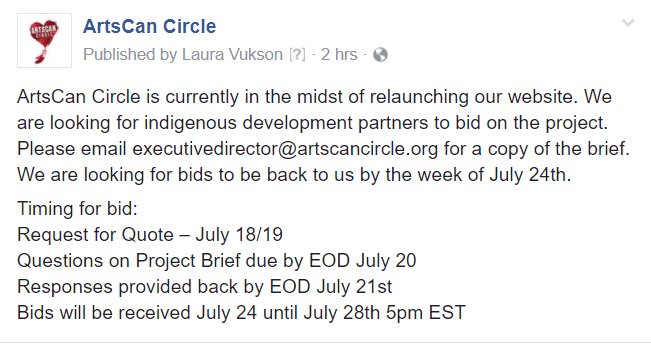 artscancircle's tweet photo. Important news from ArtsCan Circle. Please read and RT. Thanks! #ProjectBid #RequestForQuote https://t.co/qbG8dogR8I