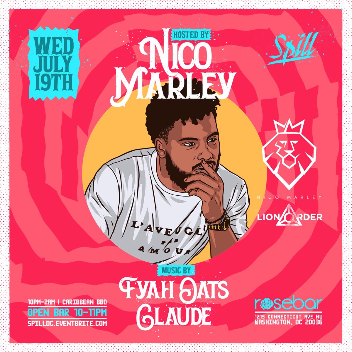 Nico2Marley's tweet photo. DC! Tomorrow, @ Rosebar #SpillDC https://t.co/RQKa96NAxC