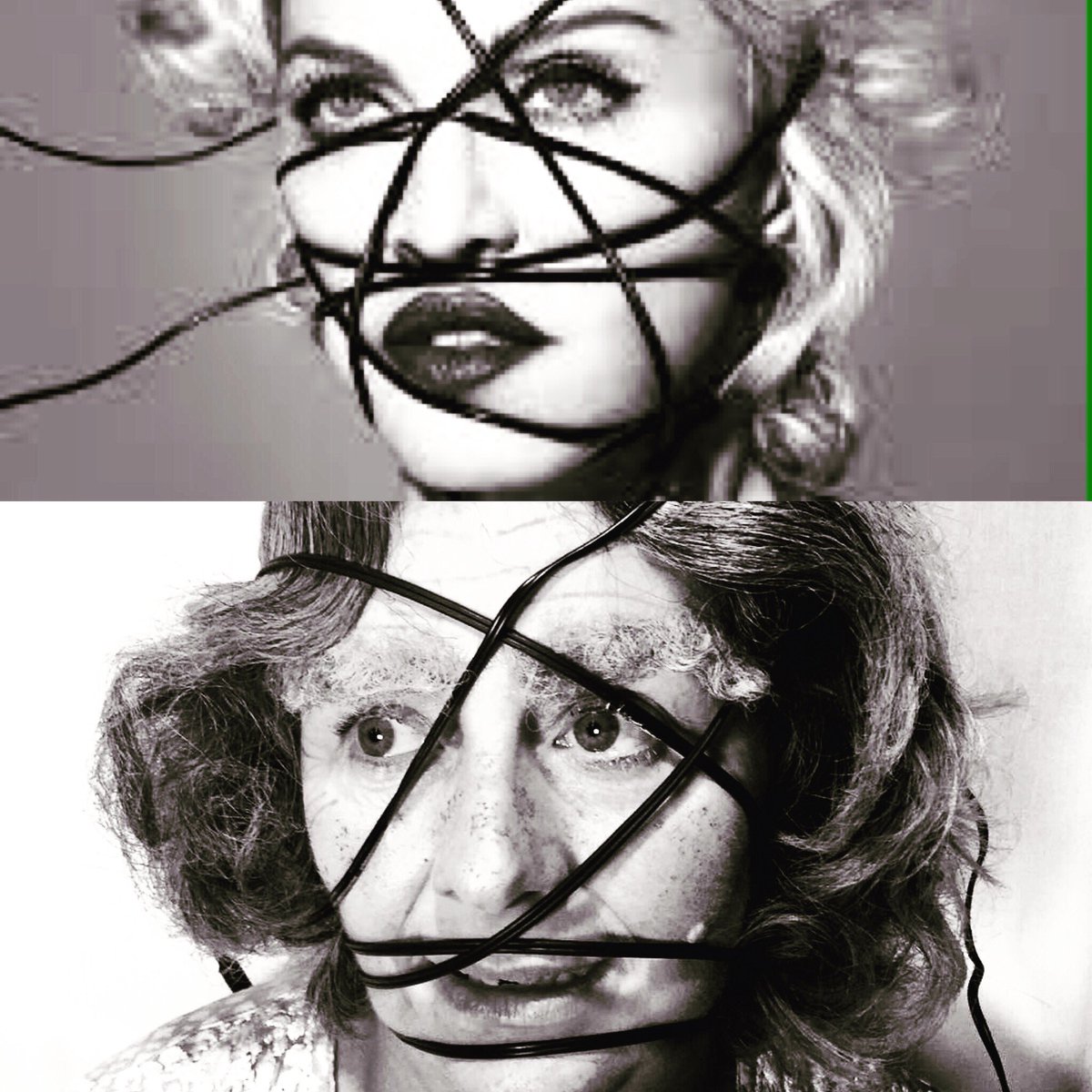 Sue did very well trying to recreate the <a href="/Madonna/">Madonna</a> album #rebelheart. Small moment of panic when we couldn't untangle her. #rebelsue #tangled
