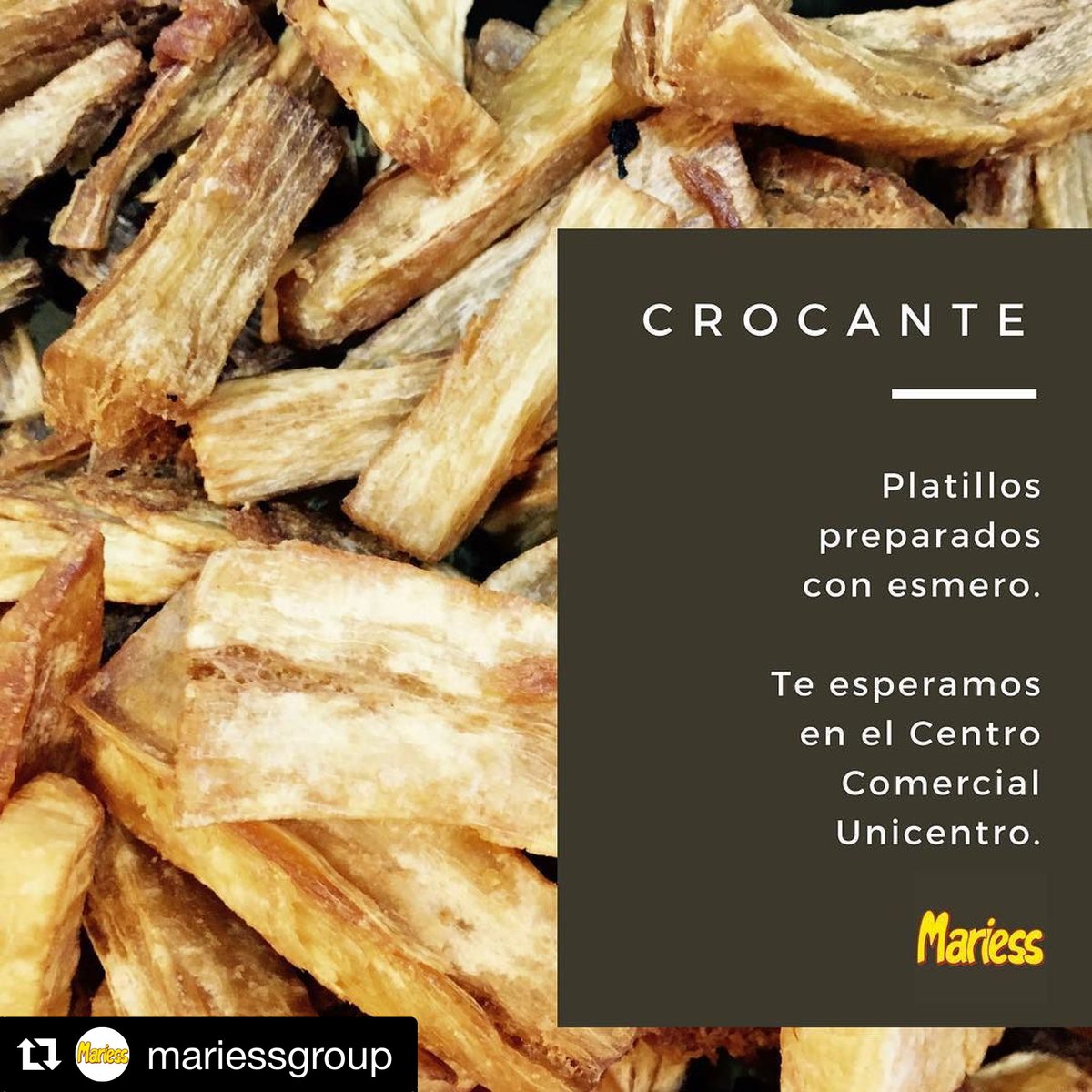 unicentroguate's tweet photo. Disfruta del crocante sabor de Mariess Group en nuestro food court 
.
.
#comidafrita #friedfood #comida #food #foodie #instafood #delicioso https://t.co/9xoeleawYv