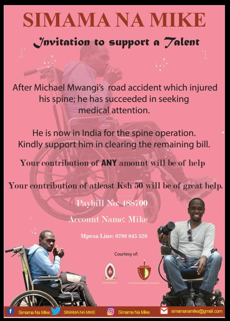 kikithablogger's tweet photo. We believe with your support Mike can walk again #BringMikeBackHome #KTNLifeAndStyle #TenderezaLIVE #ShameOnInfotrak @janetmachuka_ https://t.co/Xu7ivBEVmA