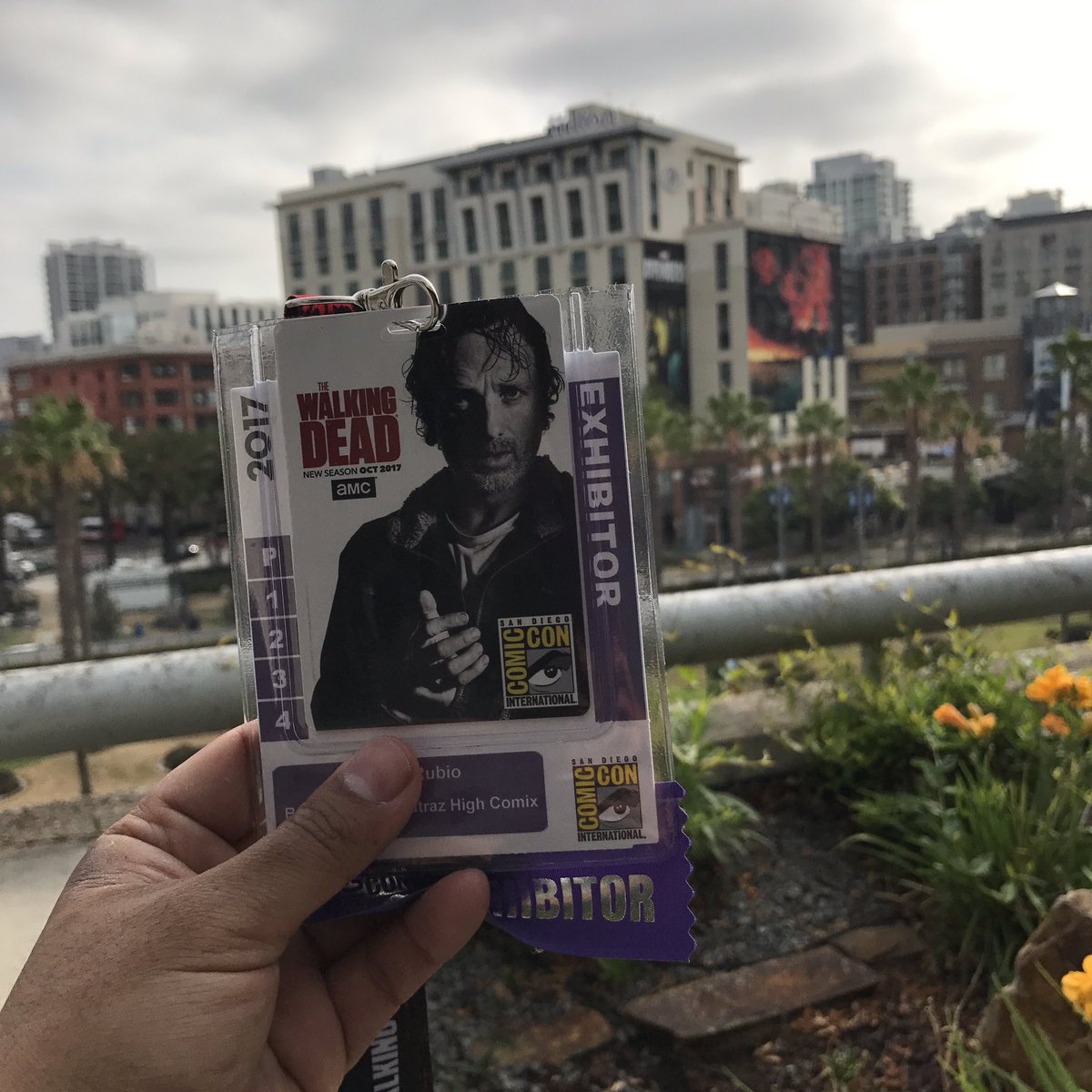 Bobby_Rubio's tweet photo. Picked up my #SDCC Exhibitor Badge, set up #Booth1943 and I'm out to enjoy the calm before the storm! #RoadieAndRockStar #4GunConclusion https://t.co/reoSpQatls