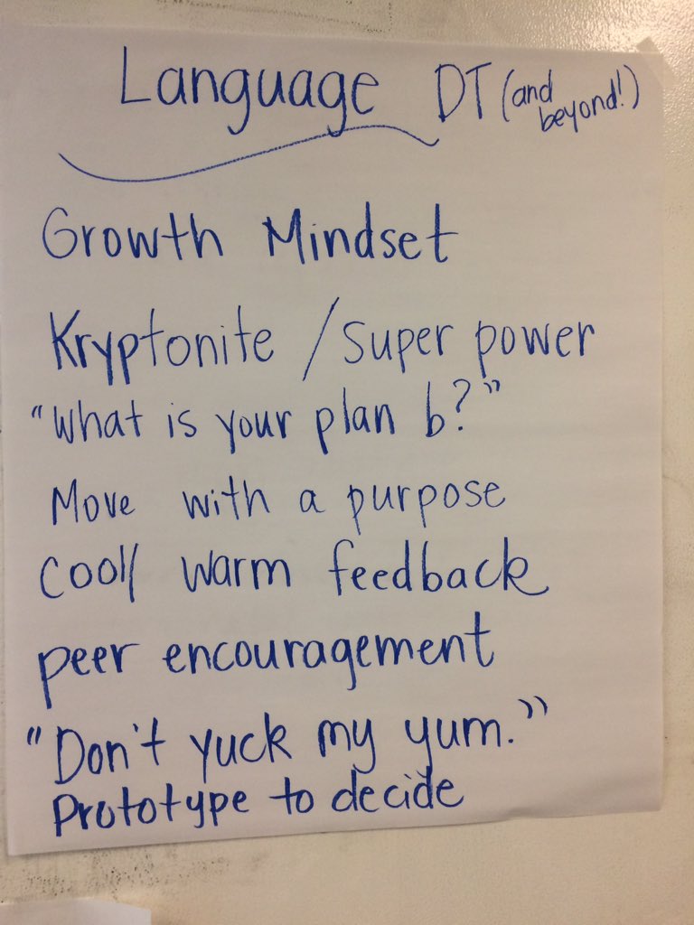 tabwhitt13's tweet photo. Teacher language is so important during all phases of Design Thinking! #designthinking #LLIchat @joystephensbze https://t.co/lGwHhtYT9g