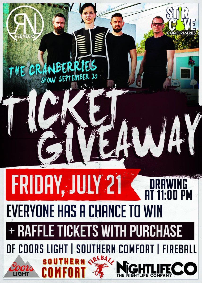 rednecksomaha's tweet photo. We have one last ticket giveaway on Friday! Join us this Friday for a chance to win tickets to The Cranberries at @stircove! https://t.co/gefuazp2SU
