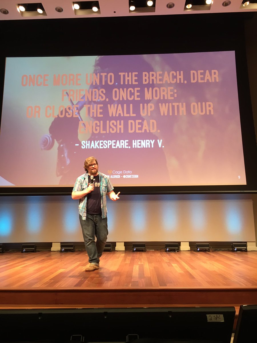 MelanieGwynne's tweet photo. Any devops talk with Shakespeare is a win in my book. #devopsdaysdc @crayzeigh #OForAMuseOfFire https://t.co/OQ0F0Tfjvf