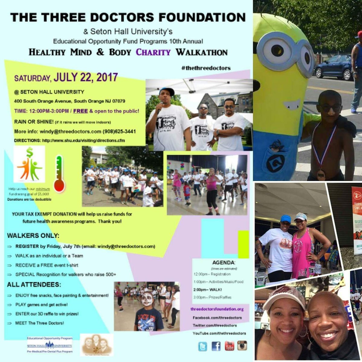 blkppromotes's tweet photo. @AllAboutNJ RP! JULY 22 2017. Charity Walkathon with the @threedoctors @SetonHall with @Minions "Phil" and @zumba https://t.co/D3aqOJmJTL