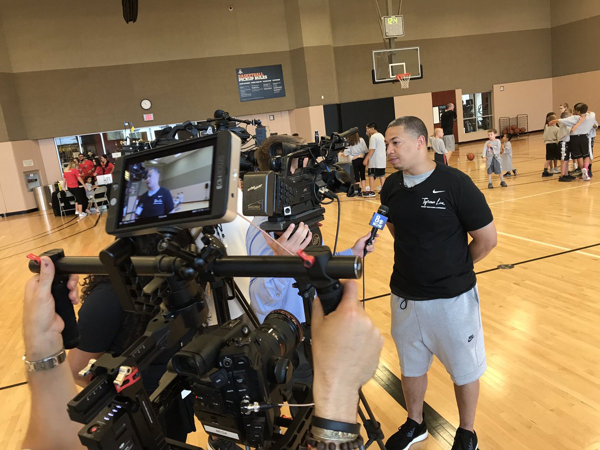 tyronnluecamp's tweet photo. Tyronn talking about his Inaugural Camp, what it means to him &amp; giving back #TyronnLueCamp @nikebasketball @Nike @nbacares @LifeTimeVegas https://t.co/xArhjBYC3A