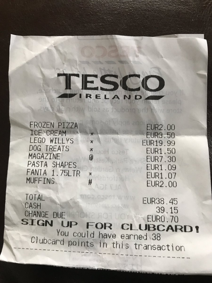 St Peter on Twitter: "Today's receipt from Tesco. . Rt when you ...