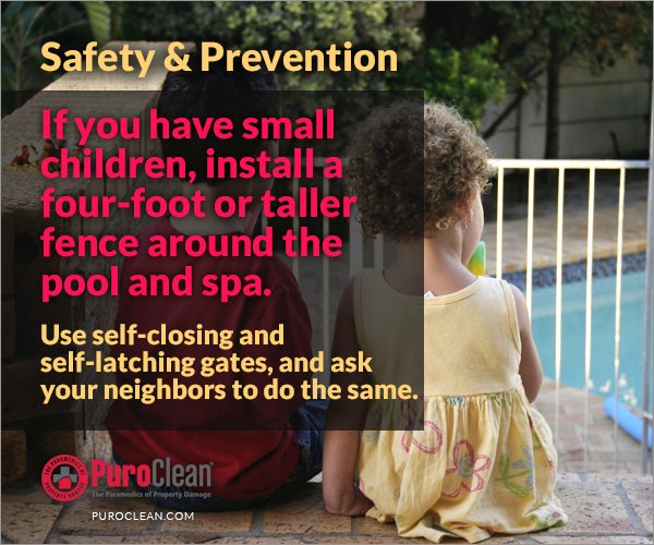 PuroCleanDayton's tweet image. Safety &amp;amp; Prevention: protect your children by installing a four-foot or taller fence around the pool and spa. #Pool #Safety #WaterSafety