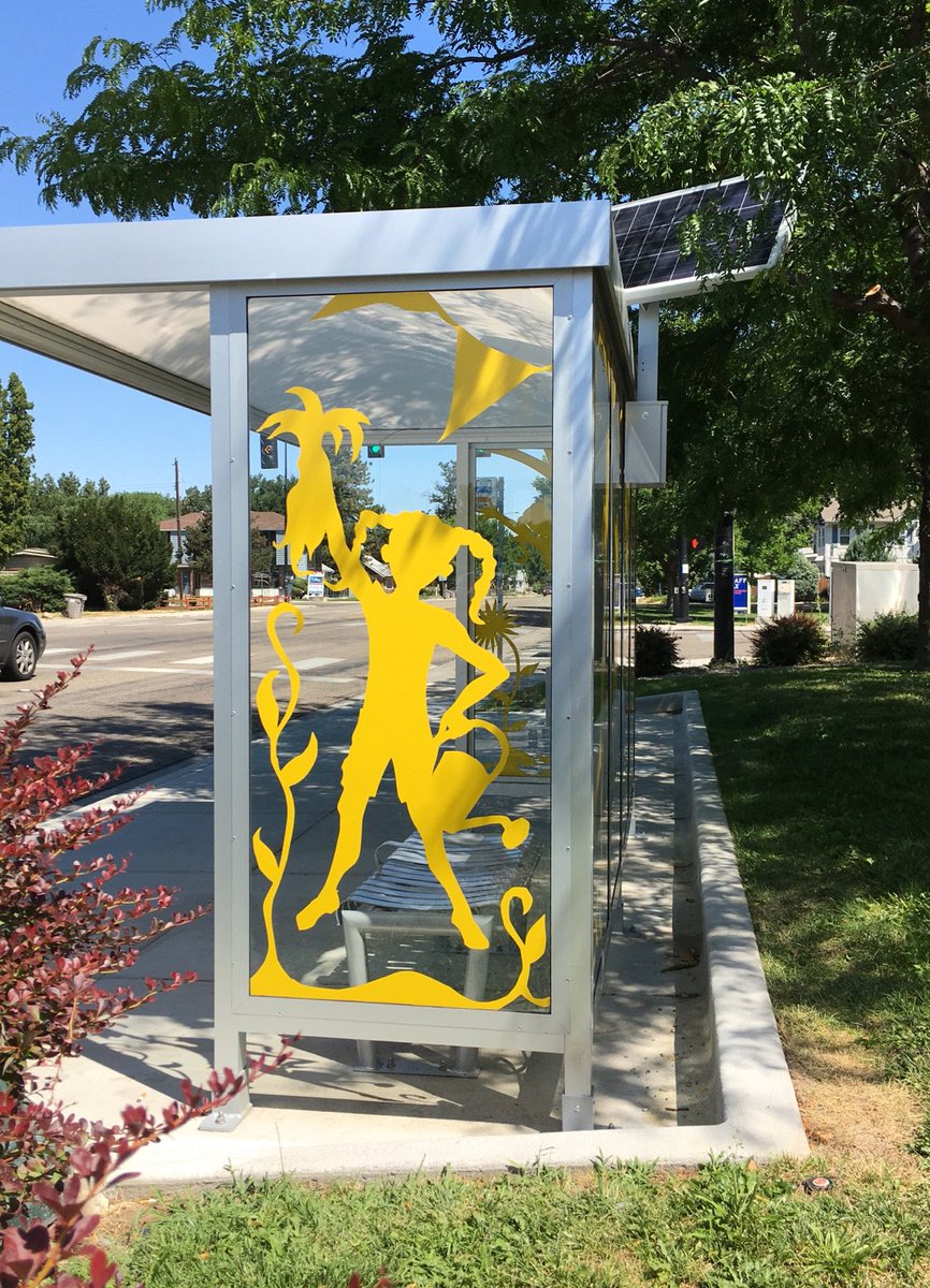 BoiArtAndHist's tweet photo. Cruise down Vista Ave this week to check out the newly constructed transit shelters and artworks, like Frolic Grow by Marlene Mussler Wright https://t.co/5b0567COYa
