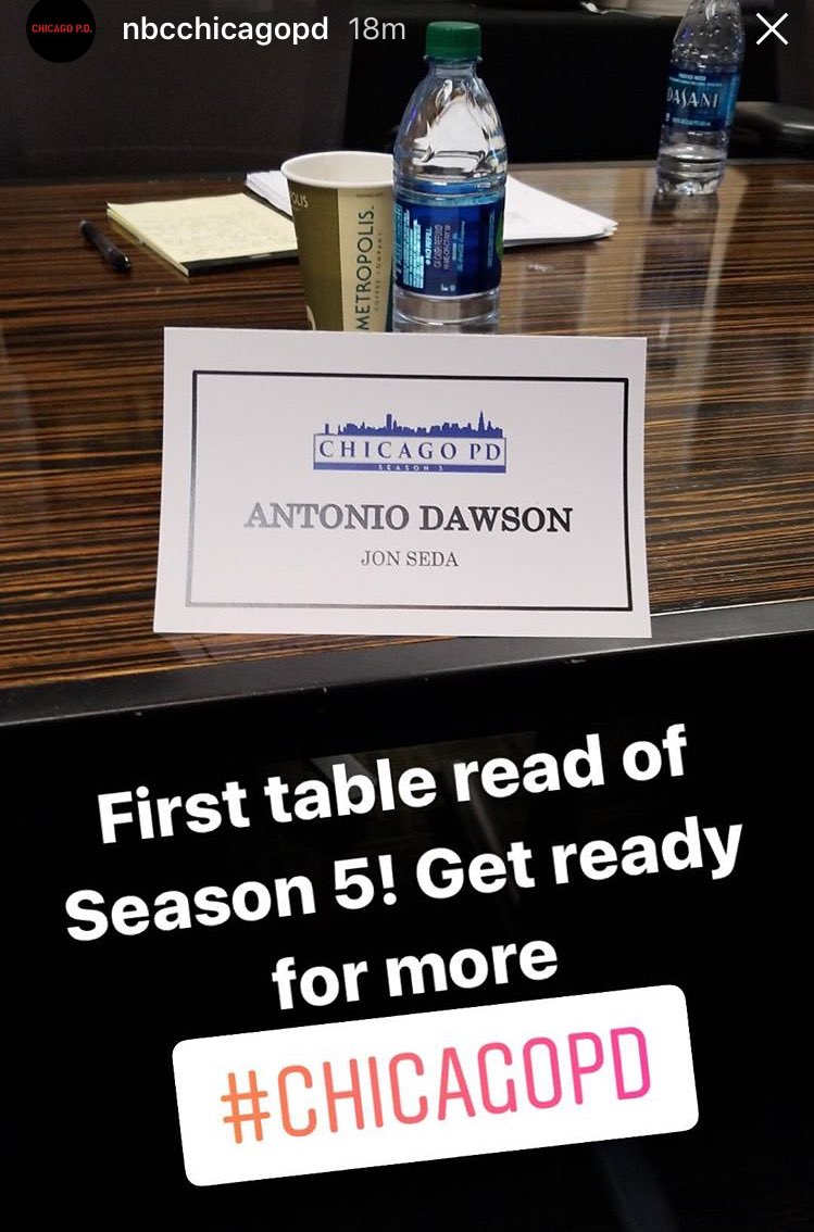 annemargaretj's tweet photo. I legit burst into happy tears! Our Antonio is back!!!!! #ChicagoPD #AntonioDawson #Season5 #Firsttableread @JonSeda @NBCChicagoPD https://t.co/jDzeMdGf3w
