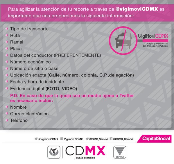 LaSEMOVI's tweet photo. En @VigimoviCDMX te apoyamos en el proceso de tu reporte de taxi o microbús #VigiTips https://t.co/atzfmQGCHb
