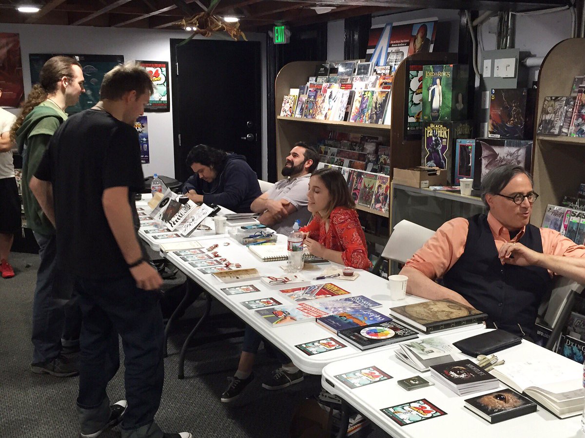 24hourcomic's tweet photo. The crew at our signing in Salem @WildThingsGames last week! https://t.co/6BnQuPq0I9