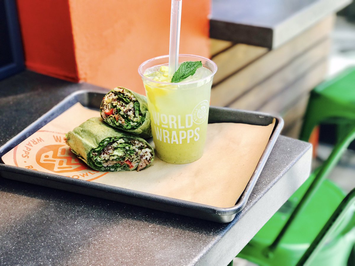 Is it lunch time yet?  Chimichurri Steak Supergreen Flatbread Wrapp &amp; Pineapple Mint Agua Fresca #foodie #wrapps #eater #supergreen #food