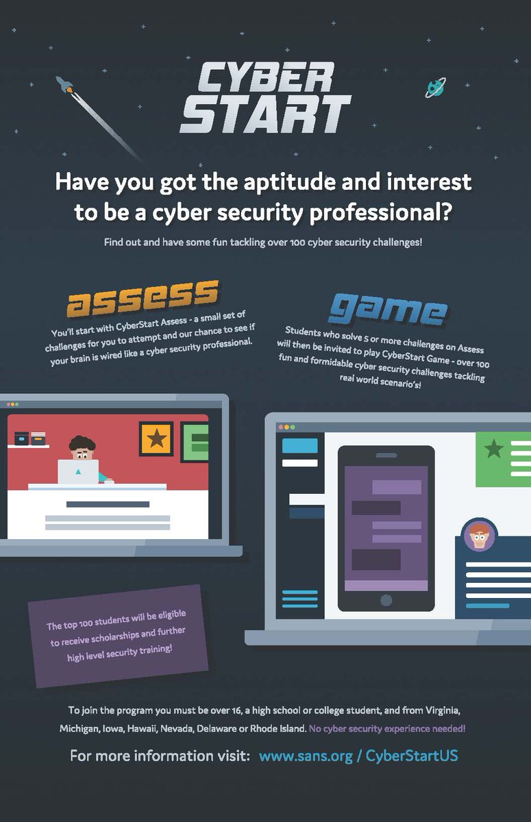 TheLaunchPlace's tweet image. .@VaCyberRange has partnered with @SANSInstitute to offer a FREE #CyberSecurity Challenge #CyberStart to students age &amp;gt;16 + college students
