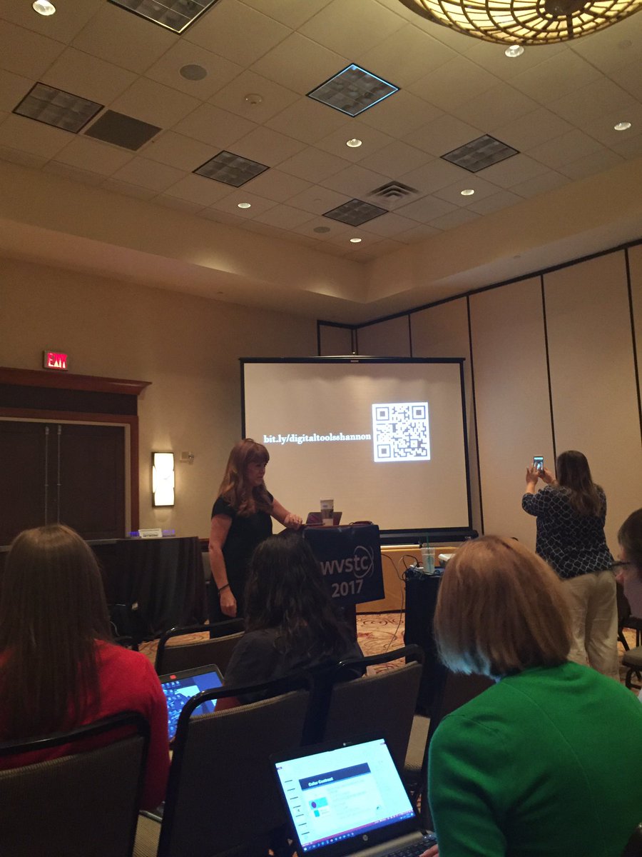 WVMathMama's tweet photo. Ready to hear more from our inspirational keynote speaker, @shannonmmiller #wvstc #wvstc17 #wvnet https://t.co/TDEXb25tOm