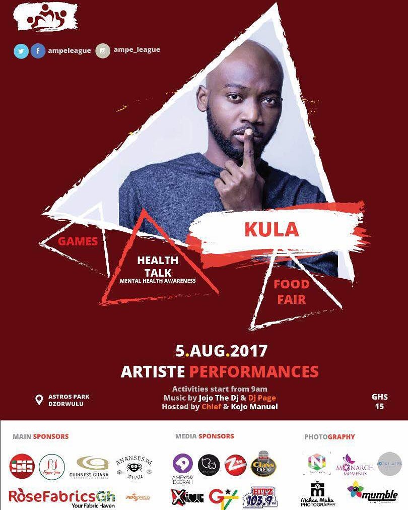 kulaGH's tweet photo. This Year's #AmpeLeague Bigger! Come let's play. I'm performing too🎙

📍 -  Astros Park -Dzorwulu
📅 - 5th August, 2017
💰 - Ghc 15

#BoiWeiPaa https://t.co/nvGZqjljtY