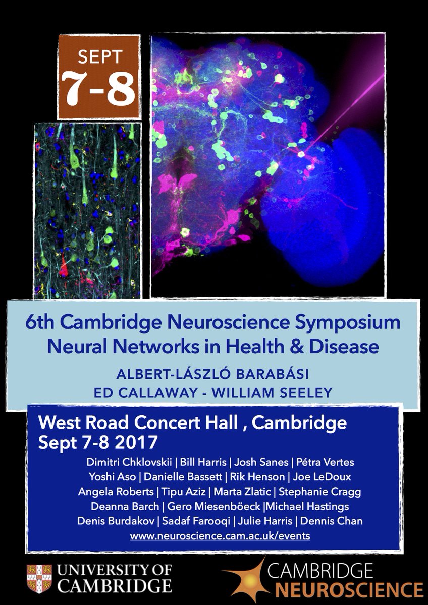 CamNeuro's tweet photo. Excellent programme #NeuralNetworks in Health &amp; Disease 6-7Sep | Registration open #NNHD2017 https://t.co/RPxI39VHsL https://t.co/DeaytIzqwi https://t.co/qD4aP1PMMg