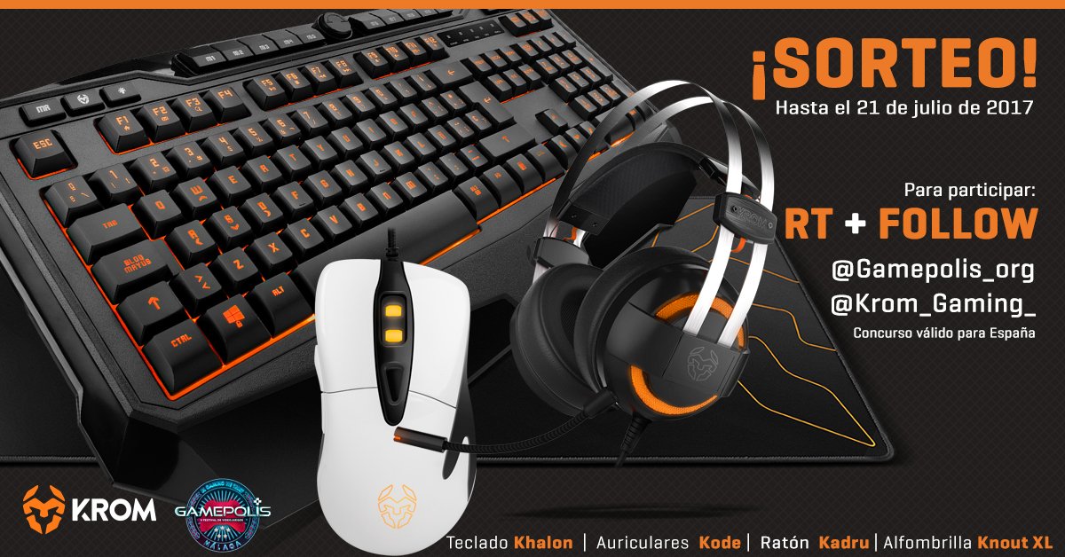 Gamepolis_org's tweet photo. 🎉 NUEVO SORTEO 🎉
RT y FOLLOW a @Krom_Gaming_ y @Gamepolis_org para llevarte a casa este Mega Pack Gamer 🔝🔝
Nos vemos del 21 al 23 en @Fycma! https://t.co/Z3fgi1rv6E