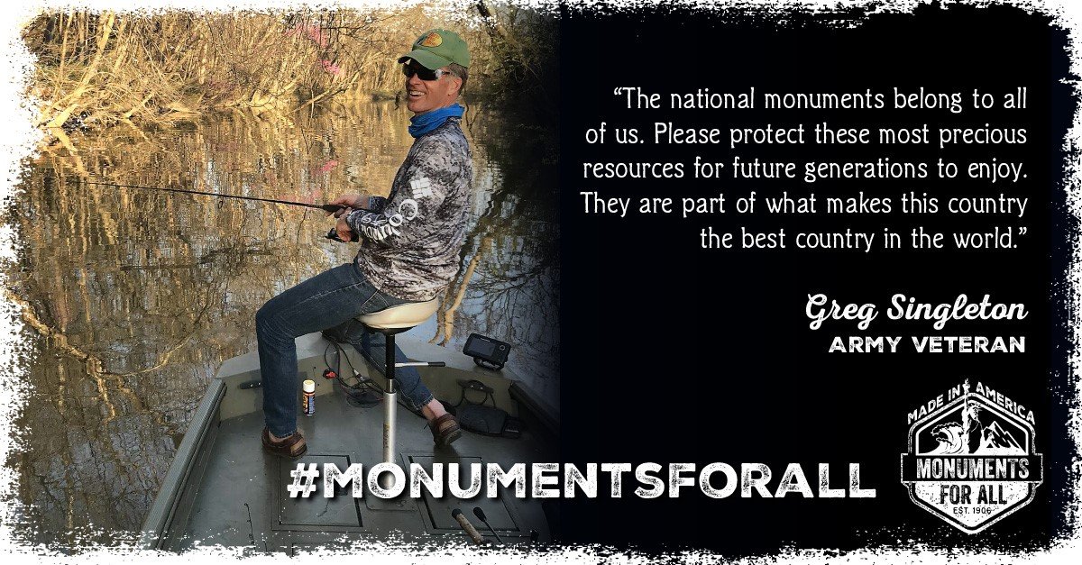 NPCA's tweet photo. More than 2million Americans like Greg want @SecretaryZinke to protect #Monuments4All. Retweet to show your support! https://t.co/WvSEpoos0f
