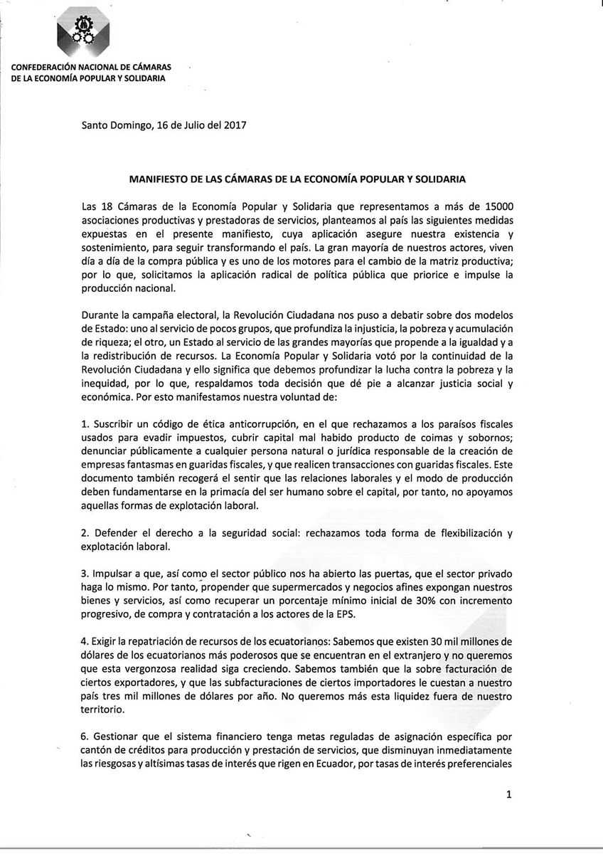 ConfedEPS_Ec's tweet photo. Compartimos el #ManifiestoEPS con las propuestas que presentaremos al Consejo Consultivo Productivo Tributario @Lenin @JorgeGlas https://t.co/2f0c44geVt