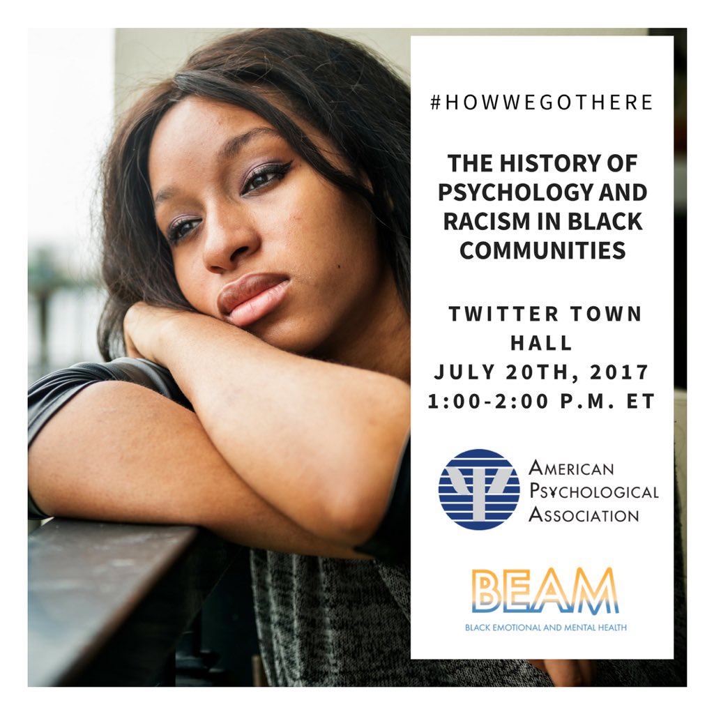 APAPublicInt's tweet photo. Racism didn't stop Black psychologists. And neither will stigma. Join us & @_beamorg on 7/20 #HowWeGotHere #MMHM2017 https://t.co/wKNjtXXQ8b https://t.co/SKLxpsAdHK