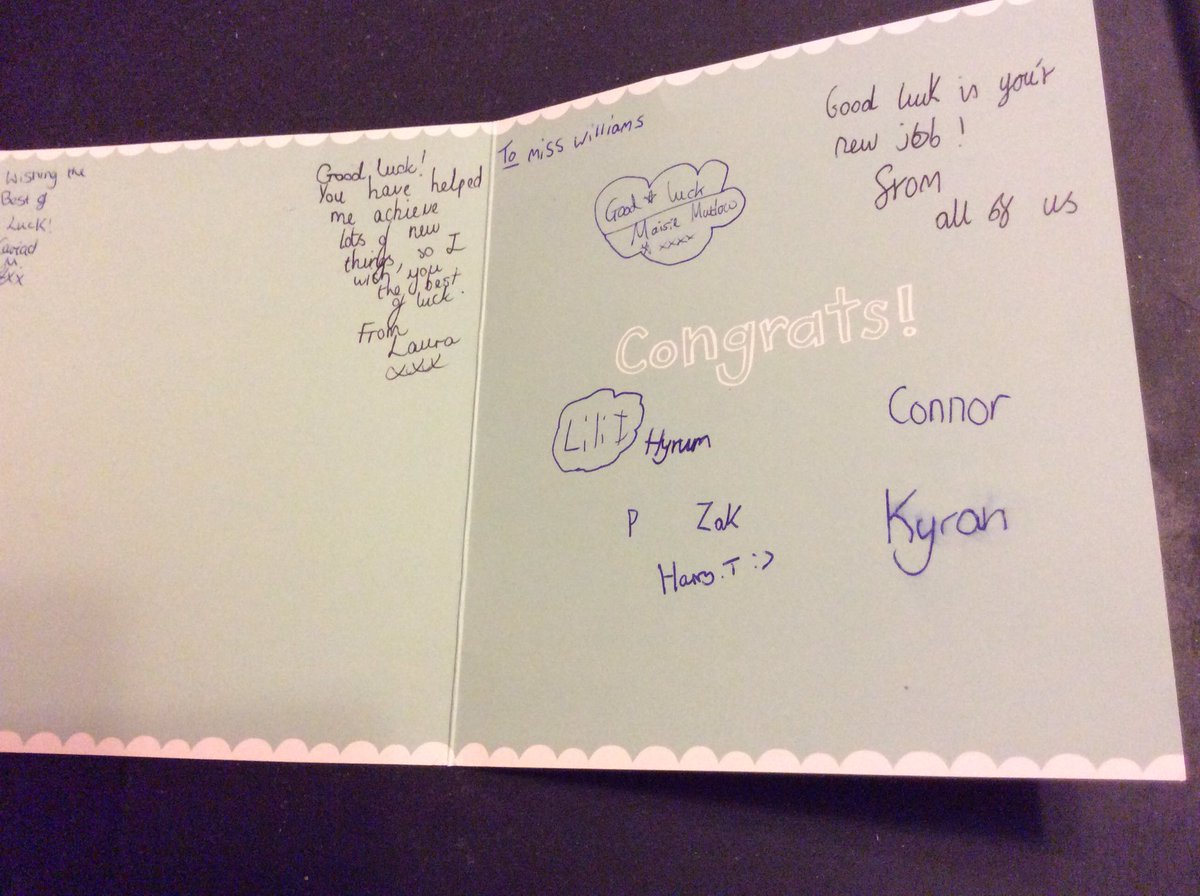 ClassRWvic's tweet photo. What thoughtful past pupils we have!  Wishing me luck in my new job!  @Abersychansch https://t.co/UX6FKy7JVM