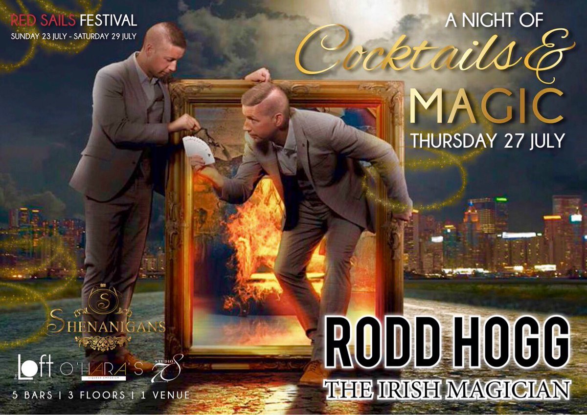 Shenanigans_78's tweet photo. ⛵️ RED SAILS FESTIVAL ⛵️
SUNDAY 23 - SATURDAY 29 JULY
A night of Cocktails & Magic with TV star Rodd Hogg
#Cocktails #Magic #Thursday27 https://t.co/pWIfDArADB