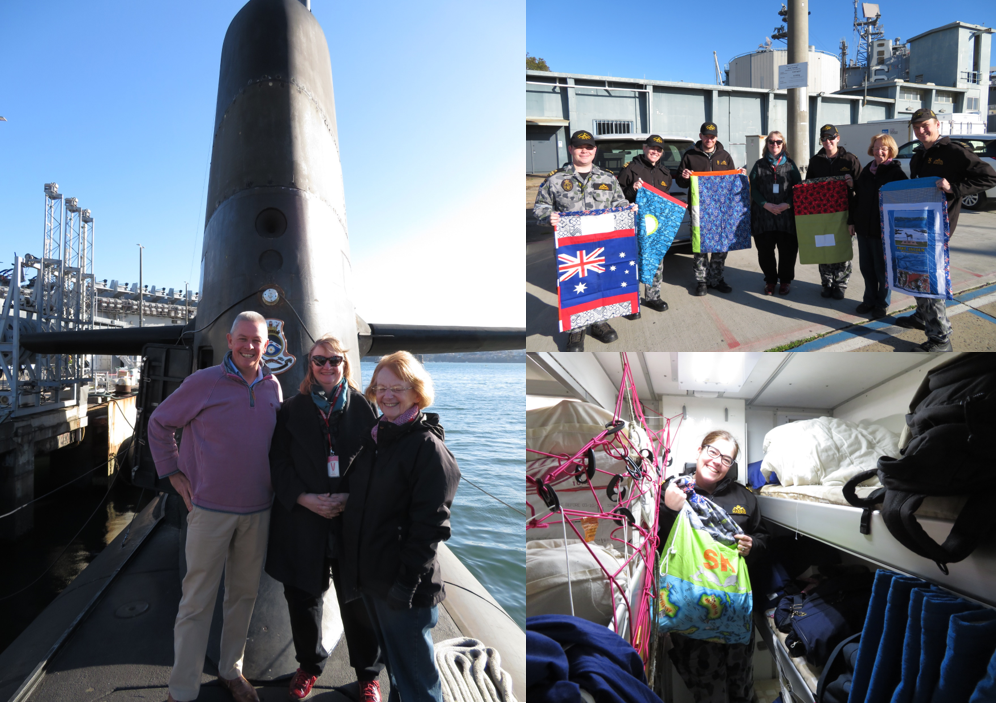 CHRSLsub_Branch's tweet photo. sub-Branch member and founder of Aussie Hero Quilts Jan-Maree Ball OAM, recently visited HMAS Waller and presented laundry bags to the crew. https://t.co/rqfEKAupZy
