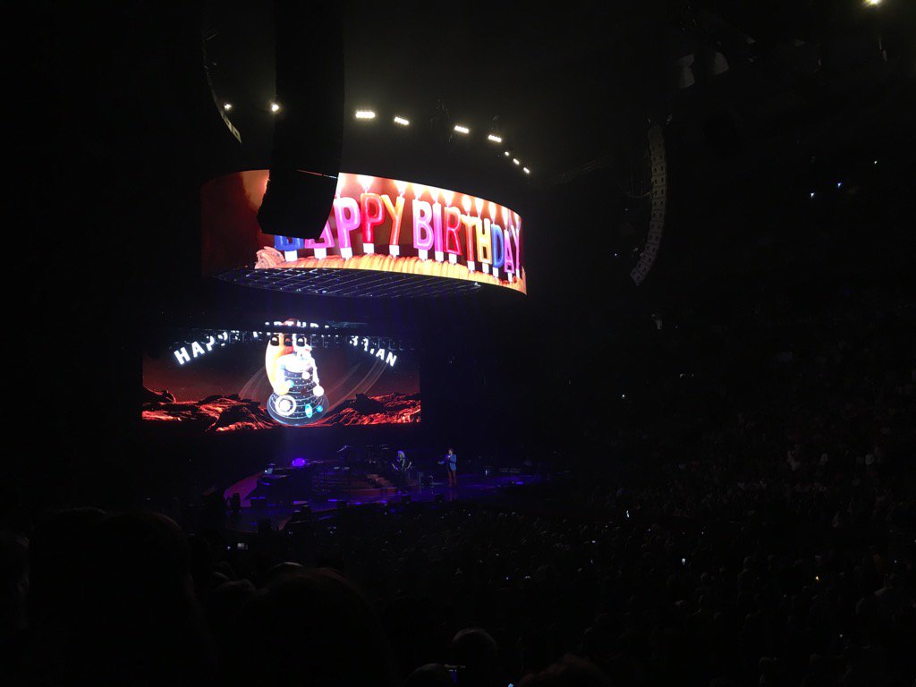 We all just sang happy bday in to Brian may  who celebrates \"in a couple of hours.\" 