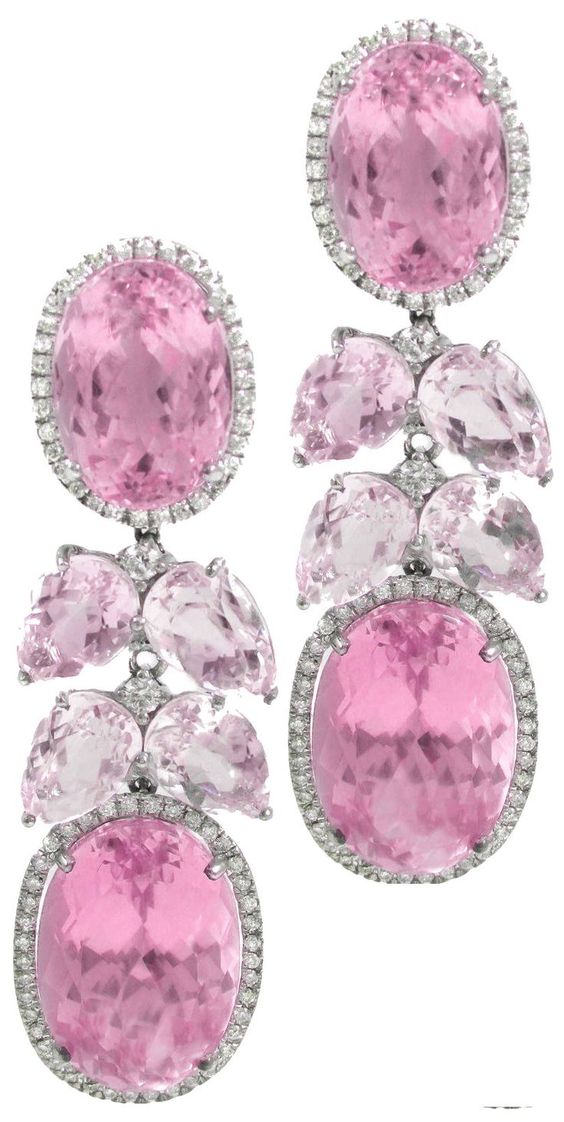 Choukilly's tweet image. Pink Kunzite Diamond Waterfall Earrings