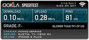 davij92's tweet photo. @monkeybrainsnet DM'd too, 2 days at sub-1mbps speed, happens all the time, and its unusable (2 yr customer) Whats going on? Home specific? https://t.co/deqPIWcEOV