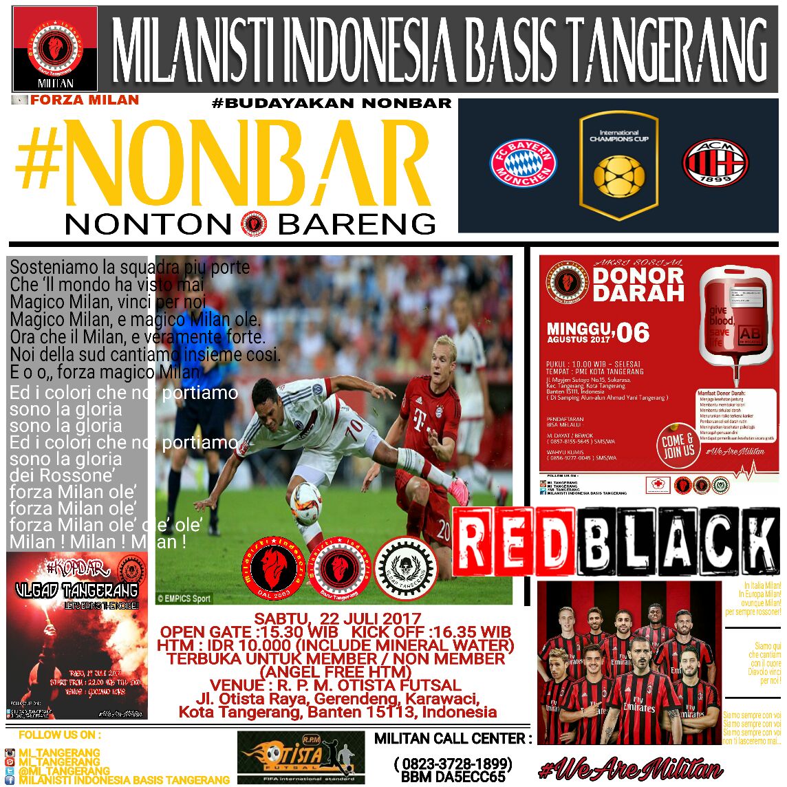 MI_Tangerang's tweet photo. #NONBAR ICC CUP
AC MILAN VS BAYER MUNCHEN
Sabtu 22/07/17 | OG : 15.30  
HTM : 10K | VENUE @OtistaRPM 

[@MilanistiOrId] https://t.co/6XHzkMhk1a