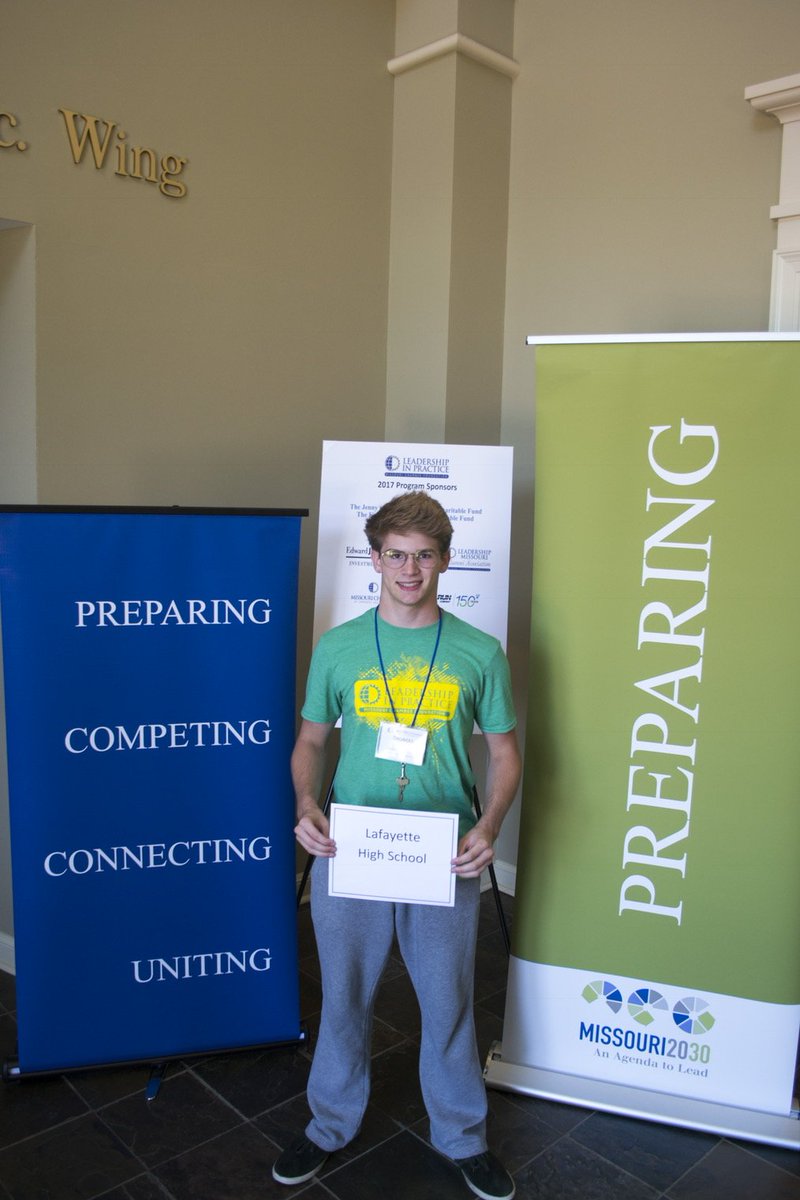 LHS 10th gr. student, Thomas Trout, puts leadership in practice during Missouri Chamber education program.Great job!