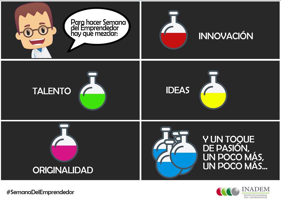 itzel_vs's tweet photo. Esta es la fórmula para hacer una gran #SemanaDelEmprendedor. Lleva tu talento y mucha, mucha pasión. https://t.co/drnl8IoP7s https://t.co/qIihzuN6D0