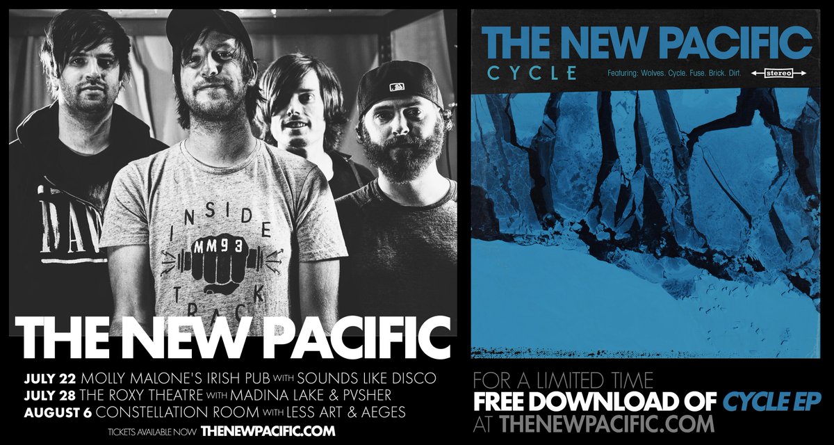 thenewpacific's tweet photo. We've got some killer shows coming up and wanted to celebrate by offering up #CycleEP free for a ltd time. Grab it @ https://t.co/9RJ8c0oaBQ https://t.co/kcTblJm1g6