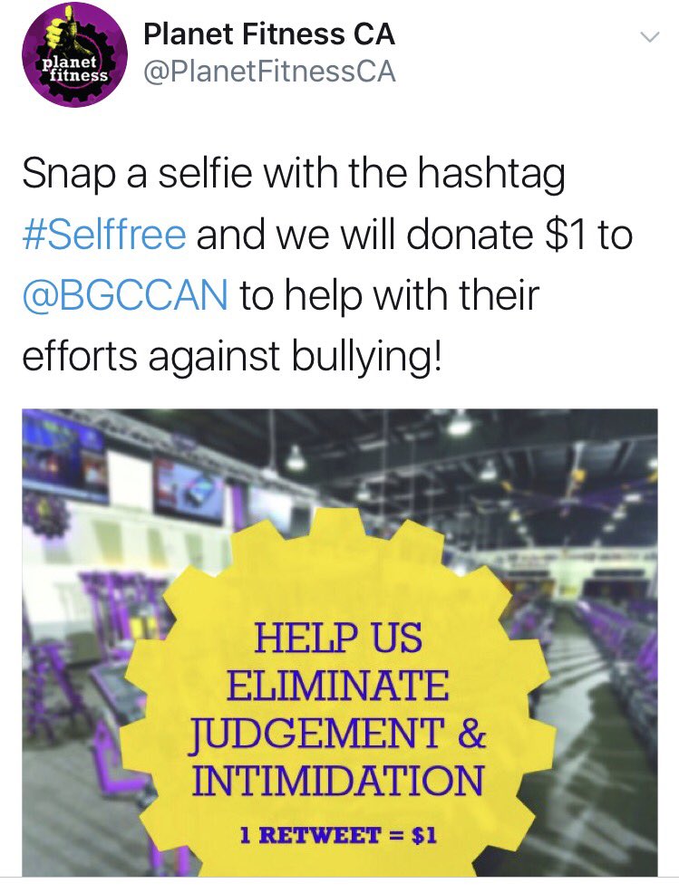 CNicHWDSB's tweet photo. Here is my unfiltered #selffree selfie to raise money for @BGCCAN. All efforts against bullying are appreciated. Thanks @PlanetFitnessCA! https://t.co/s5eQWcANrU