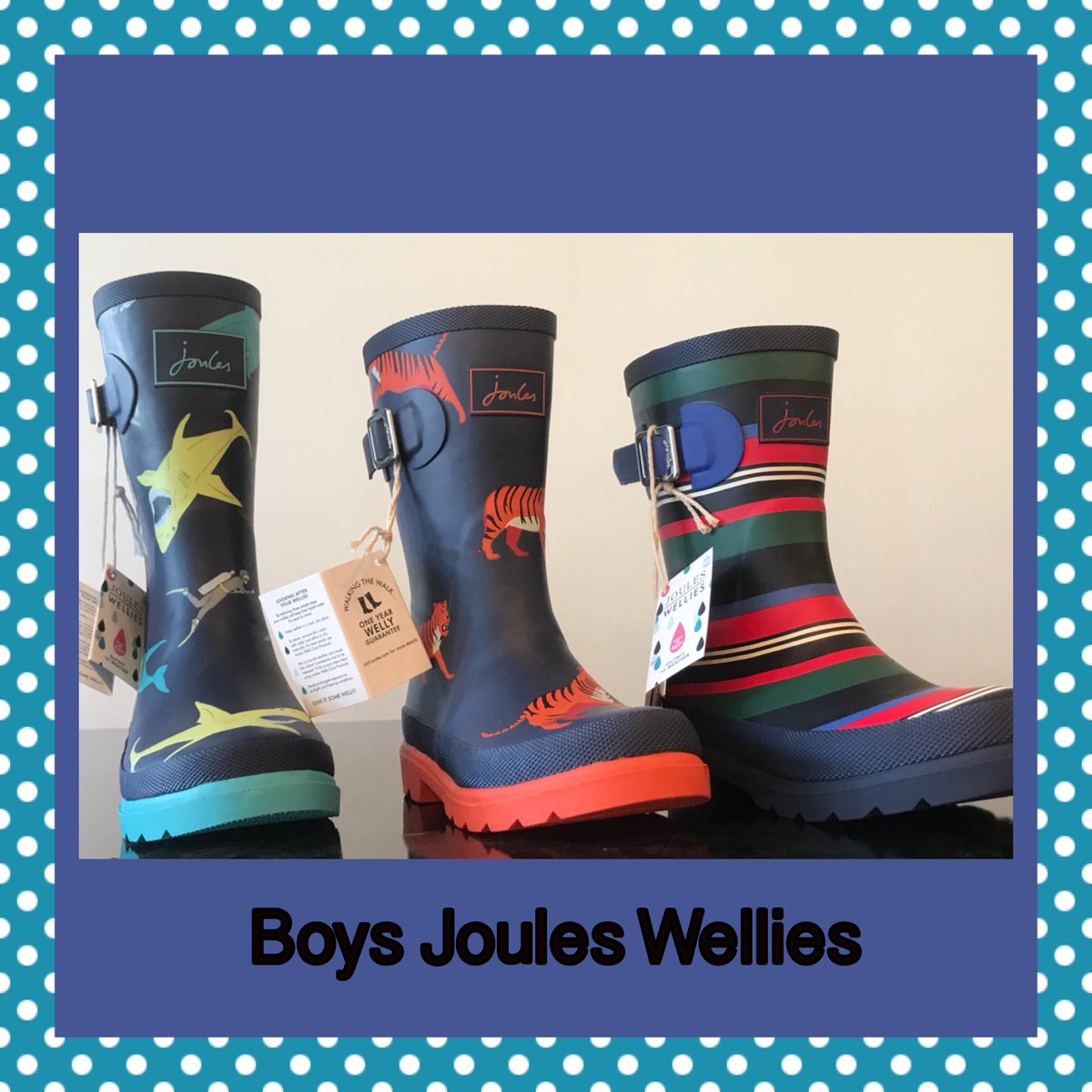 #flashsale💦 Boys #jouleswellies 💦 Last 3 pair in stock 💦 50% off 💦 #shark Size 2, #tiger Size 13, #stripe Size 2 $22.50 each💧#wynkkids #sale